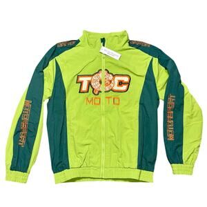 NWT Men's The Car Company Green Windbreaker Moto Jacket L
